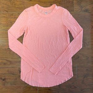 NWOT Aerie Salmon Pink Ribbed Long Sleeve Crewneck Tee Shirt Top